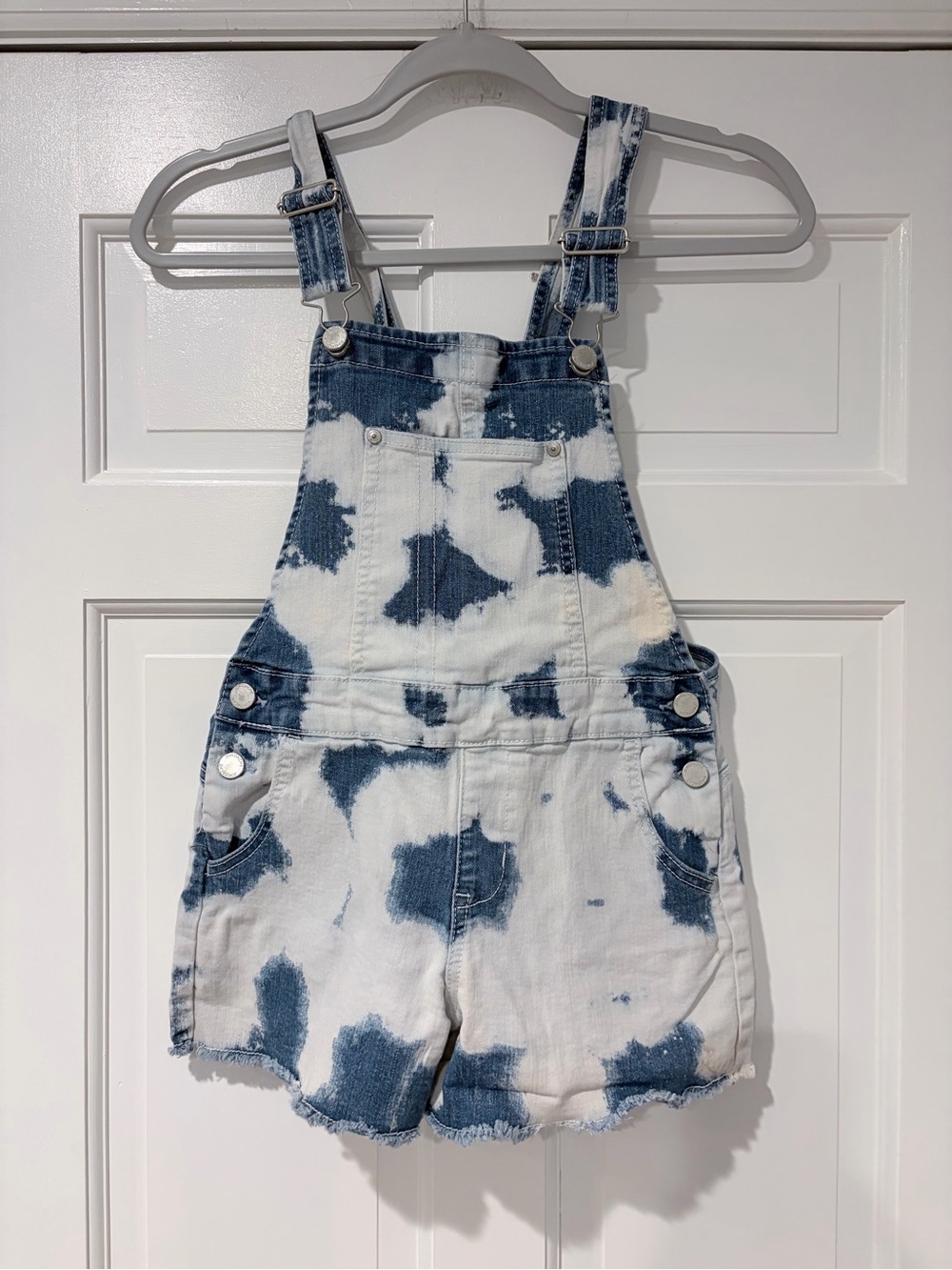 Jordache Girls Bleach Wash Denim Short Overalls Size 10/12